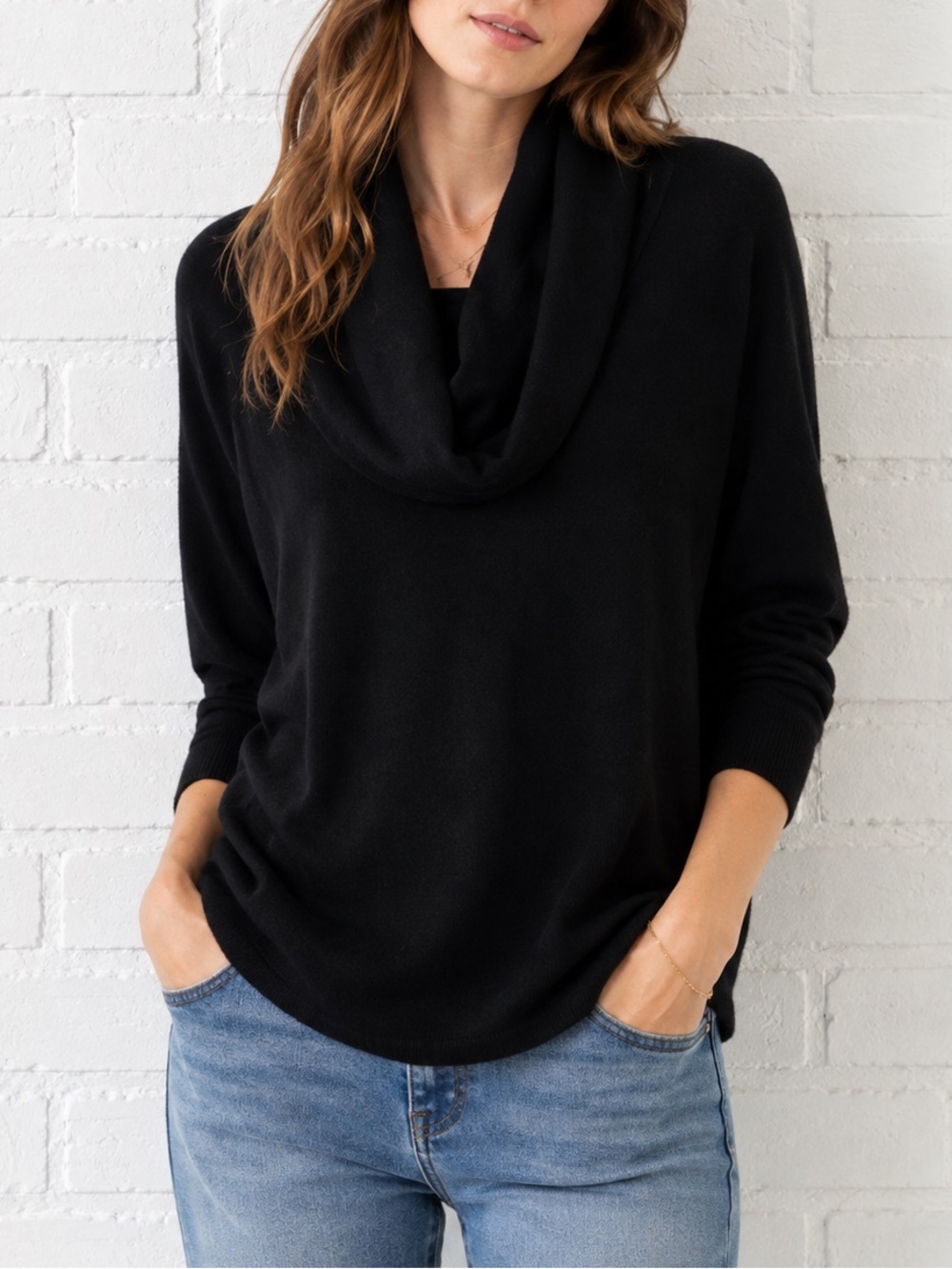 Joie Melantha Cowl Neck Sweater S Wool Cashmere Blend Quiet Luxury Black Artsy